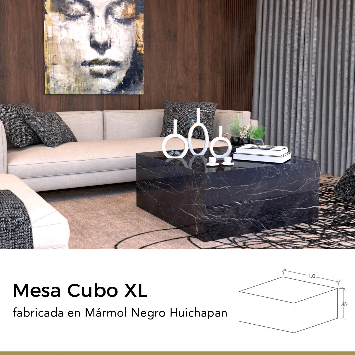 mesa cubo xl en marmol