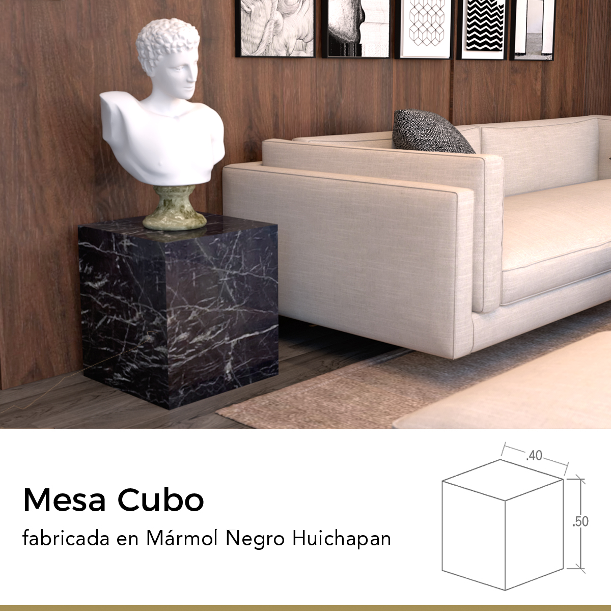 mesa cubo en marmol