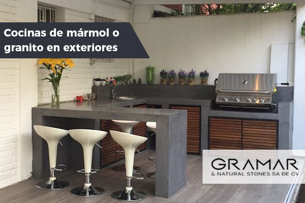 Cocinas de mármol o granito en exteriores.