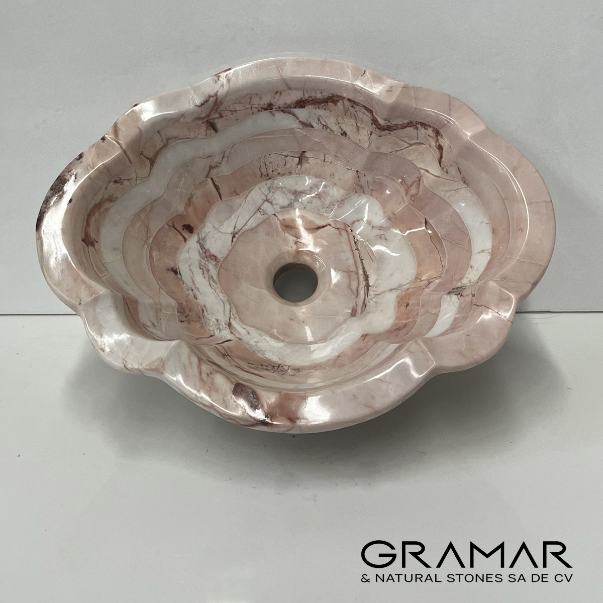 Miniatura Ovalín de Mármol Rosa Salmón Brillante