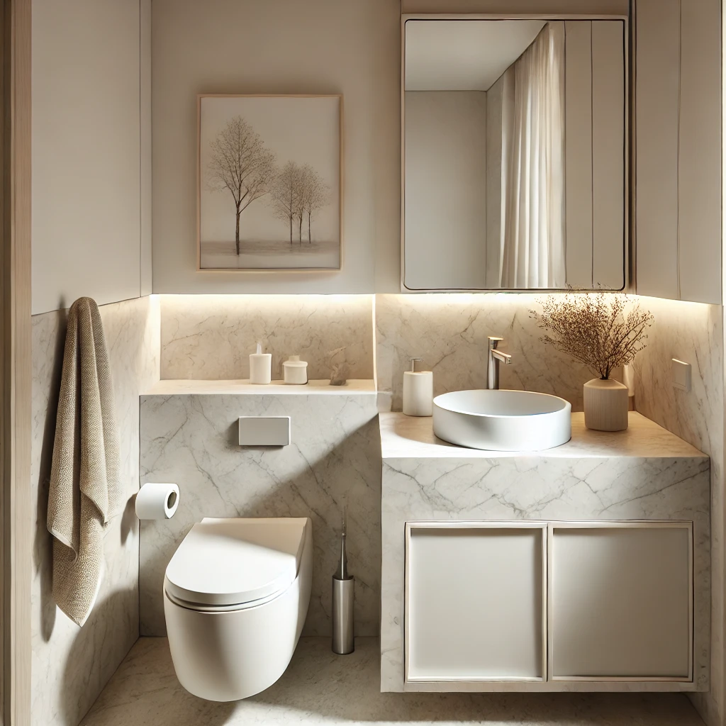 baño hecho con piedra natural 