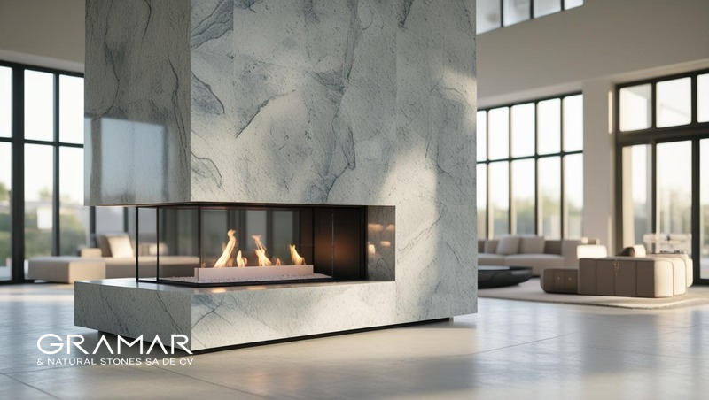 chimenea elegante piedra sinterizada